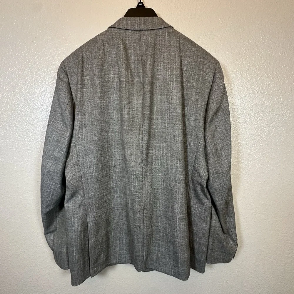 Van‎ Heusen Flex Slim 2 Button Jacket Blazer Mens 44 R Gray Black Striped EUC